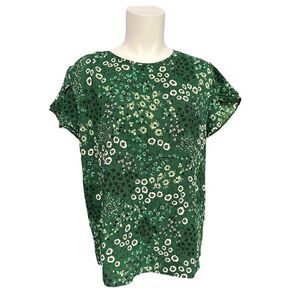 41 Hawthorn Women's Green‎ Floral Print Tulip Short Sleeves Blouse Size M